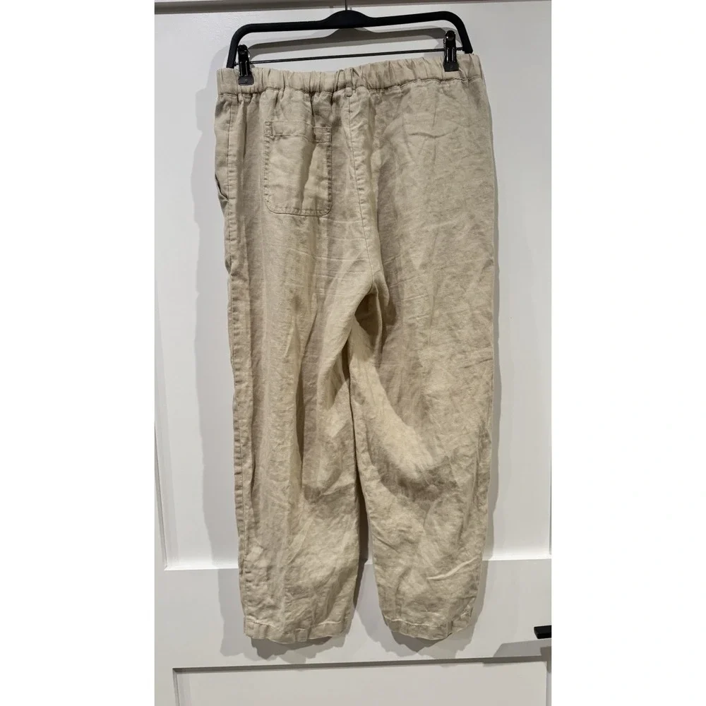 QUINCE 100% European Linen Pants Size Medium Flax Oatmeal Relaxed Casual Summer